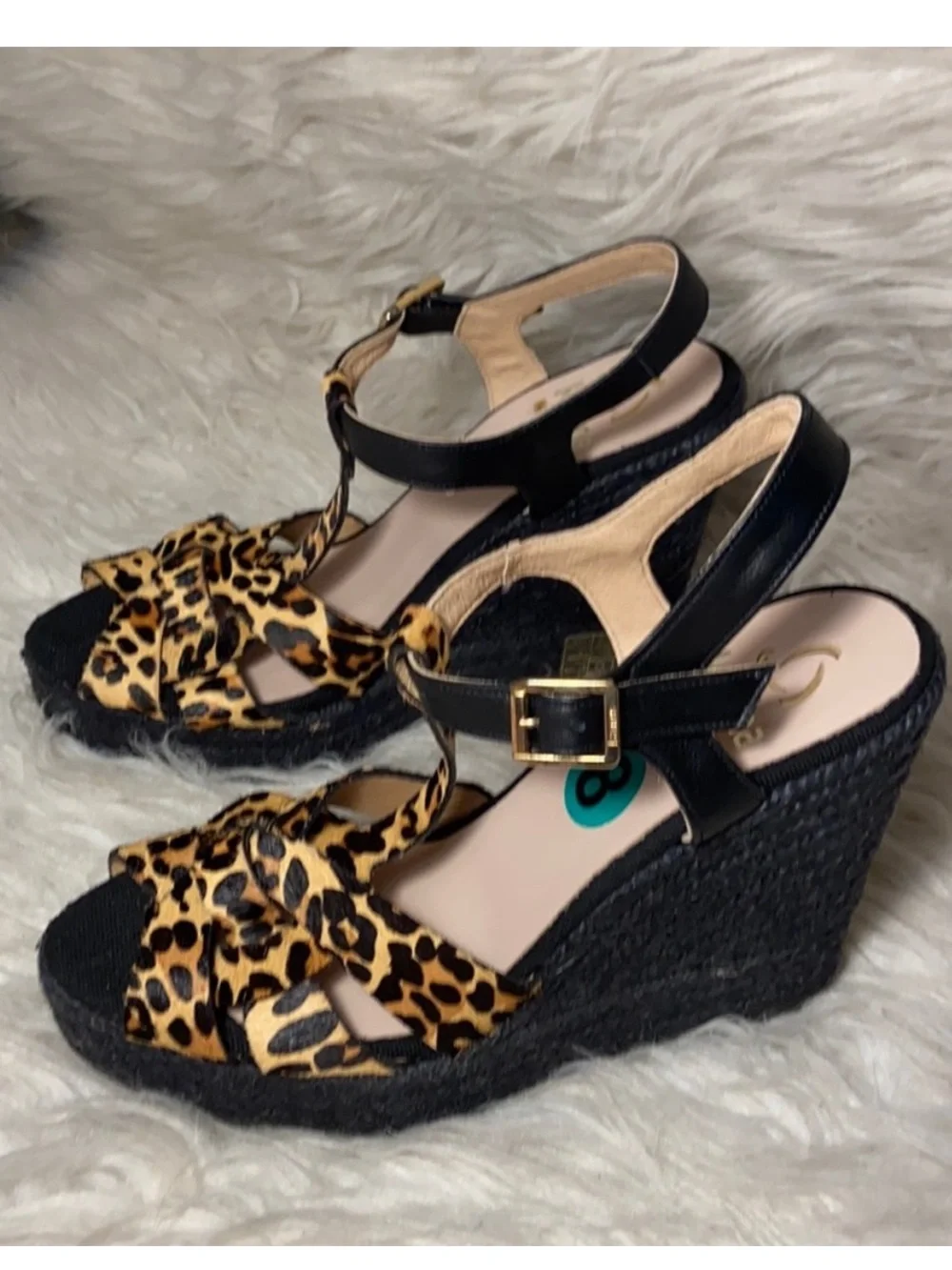 Nwt Kanna Suede Espadrille Platform Wedge animal Sandals